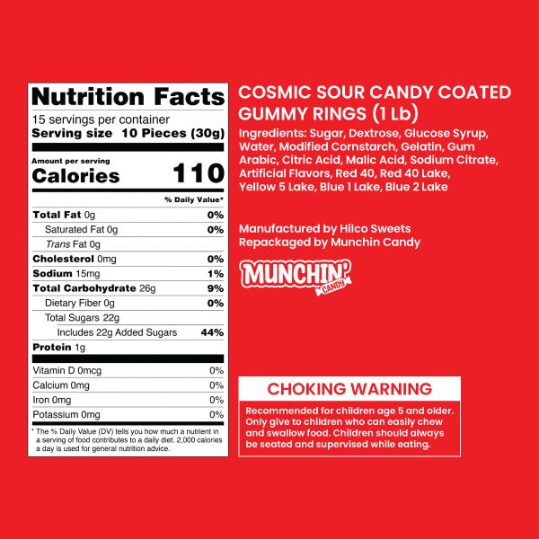 Cosmic Sour Candy Coated Gummy Rings