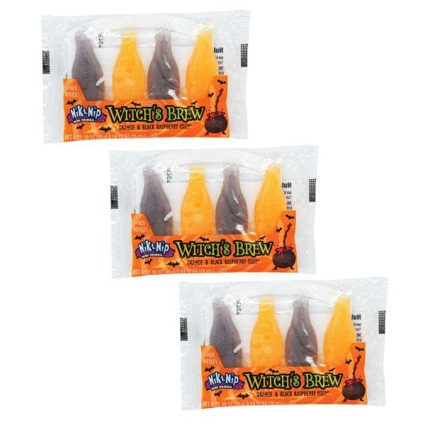 Nik-L-Nips Witch Brew 3-Pack Wax Bottle Candy Drinks
