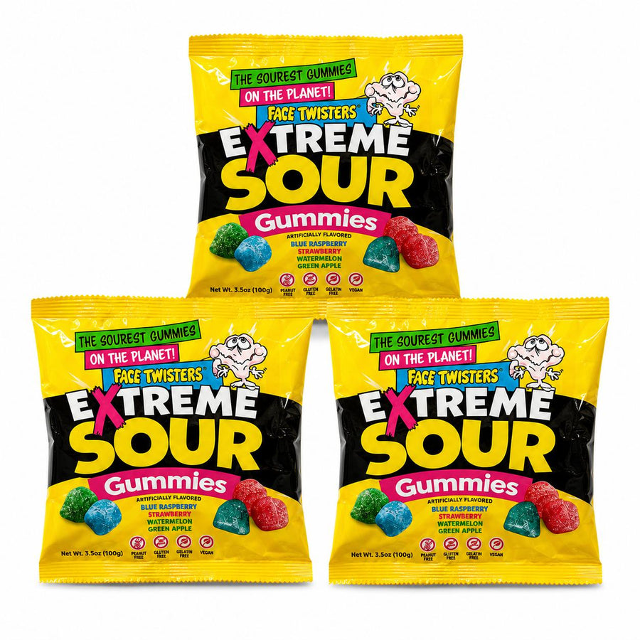 Face Twister Extreme Sour Gummies 3.5oz (3 Pack)