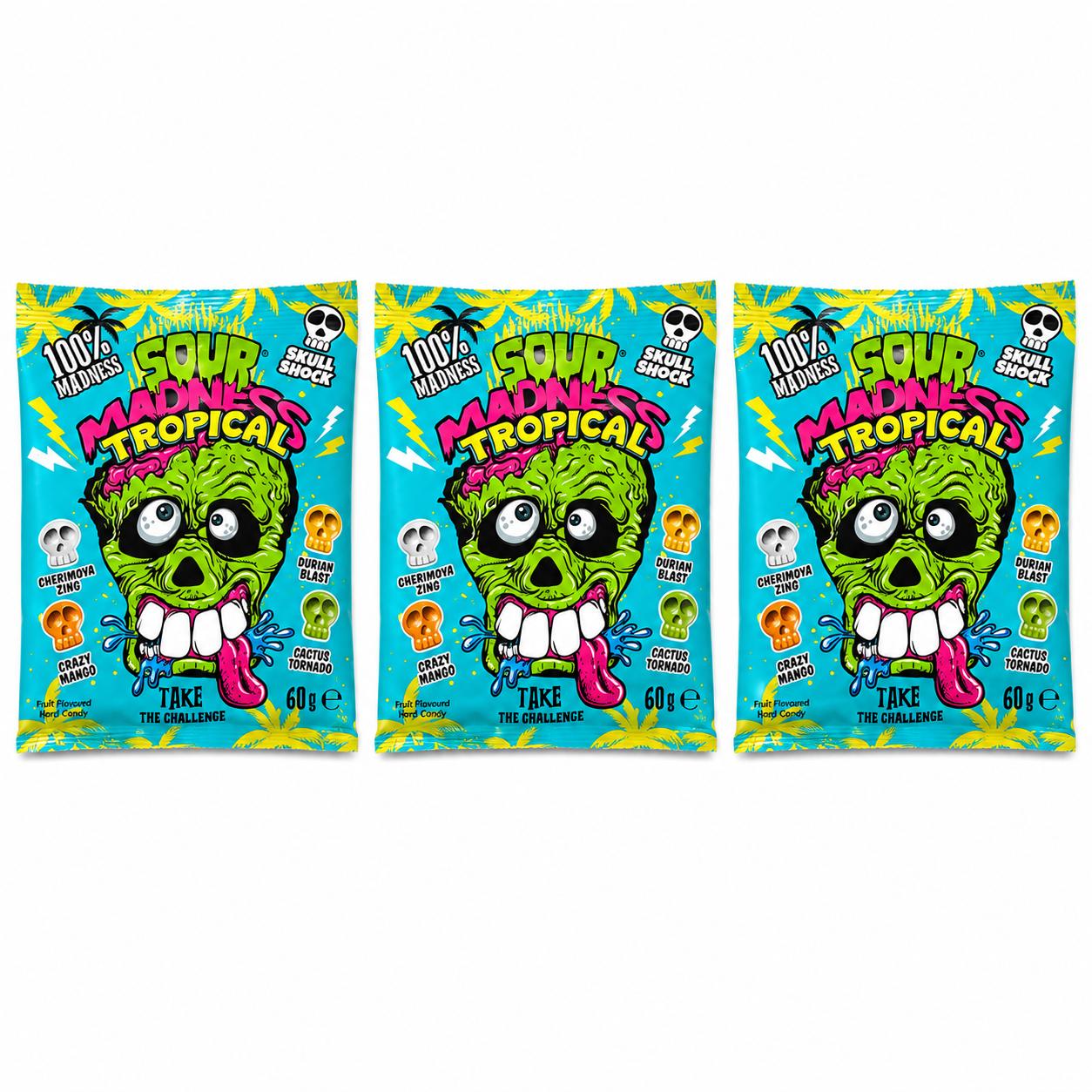 Imported Sour Madness Tropical Hard Candy 60g Bag (Pack of 3)