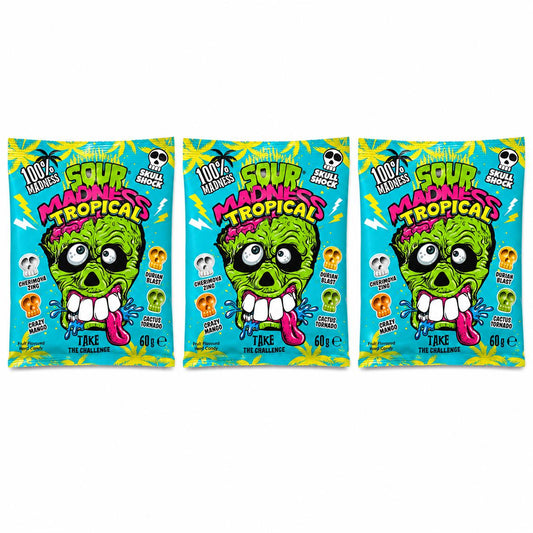 Imported Sour Madness Tropical Hard Candy 60g Bag (Pack of 3)