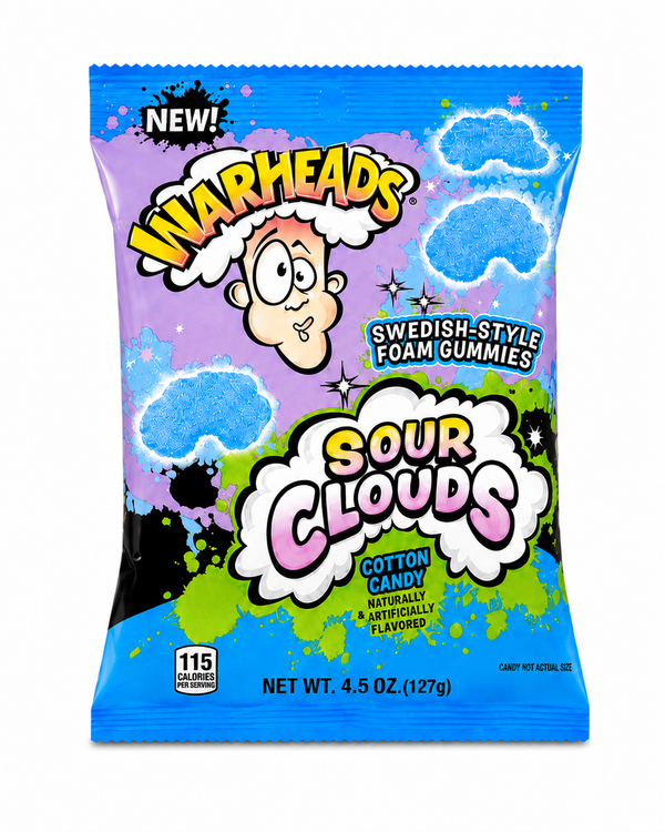 Warheads Sour Clouds 4.5oz  - Swedish Style Foam Gummies