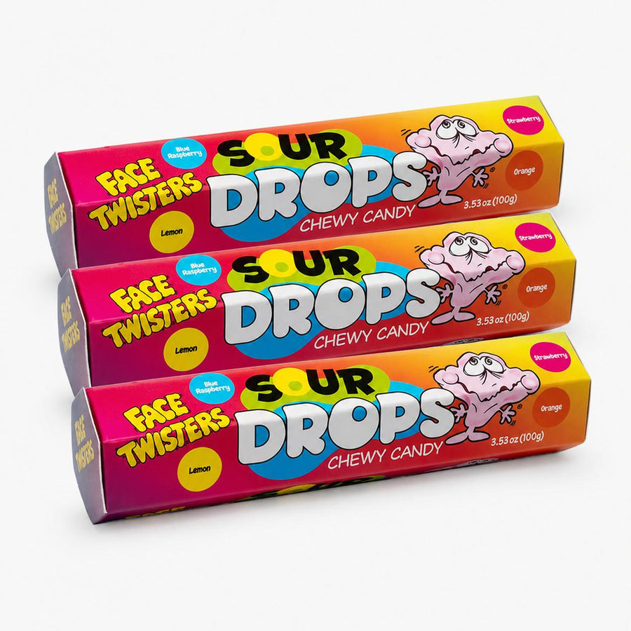 Face Twisters Sour Drops Chewy Candy 3.53oz (Pack of 3)